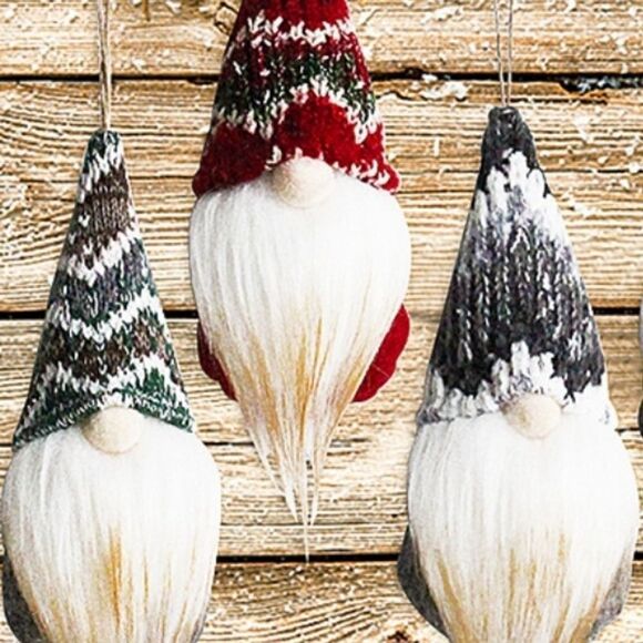 5PC GNOME CHRISTMAS ORNAMENTS SET dwarf - Picture 2 of 8